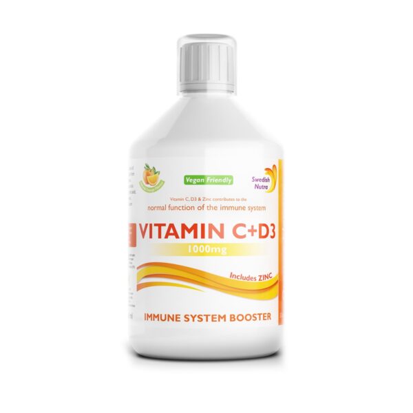 SWEDISH-NUTRA-Vedel-C-vitamiin-1000Mg+D3-vitamiin+tsink-500ml